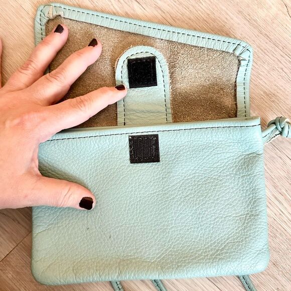 Artisan Handmade Aqua Genuine Leather Small Crossbody Purse - Made In The USA - Picture 5 of 11